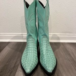 Max Leather - New Men's Custom Pastel Turquoise Crocodile Cowboy Boots - Size 13